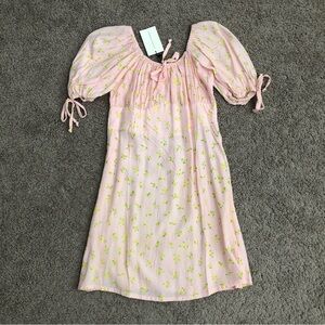 Faithfull The Brand Thea Luda Flora Pink Mini Dress Swiftie Womens Size S